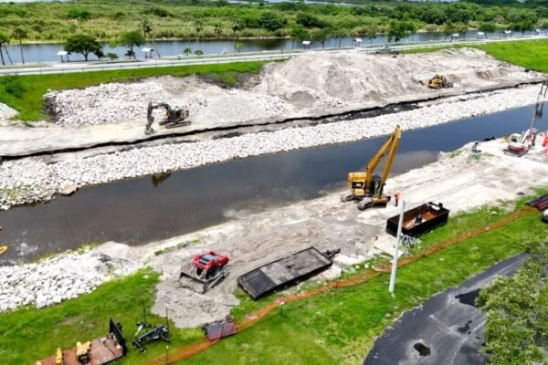 Bridge demolition, canal excavation, and installing rip-rap in Clewiston Florida