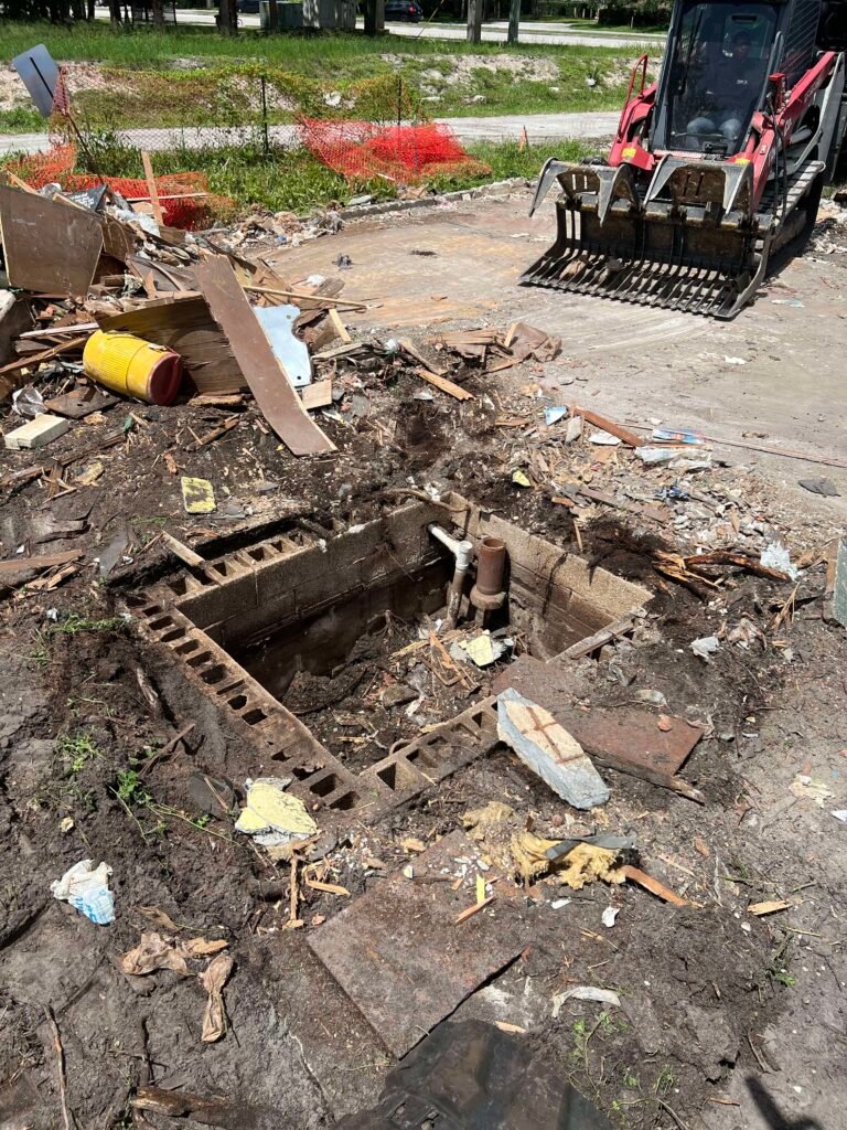 Single family home demolition excavator Palm Beach