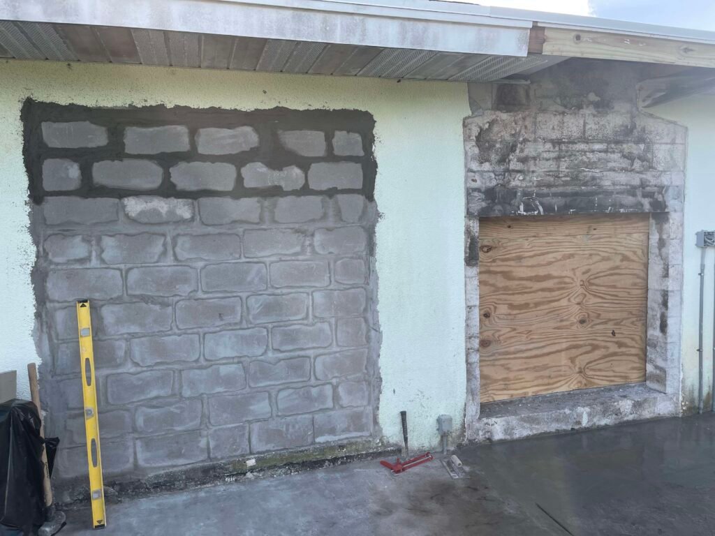 Concrete block wall construction Florida