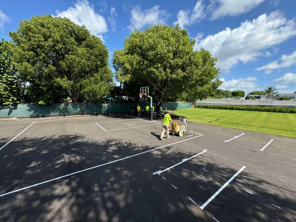 Sport court construction site preparation Florida