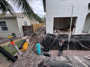Exfiltration trench storm drain installation West Palm Beach