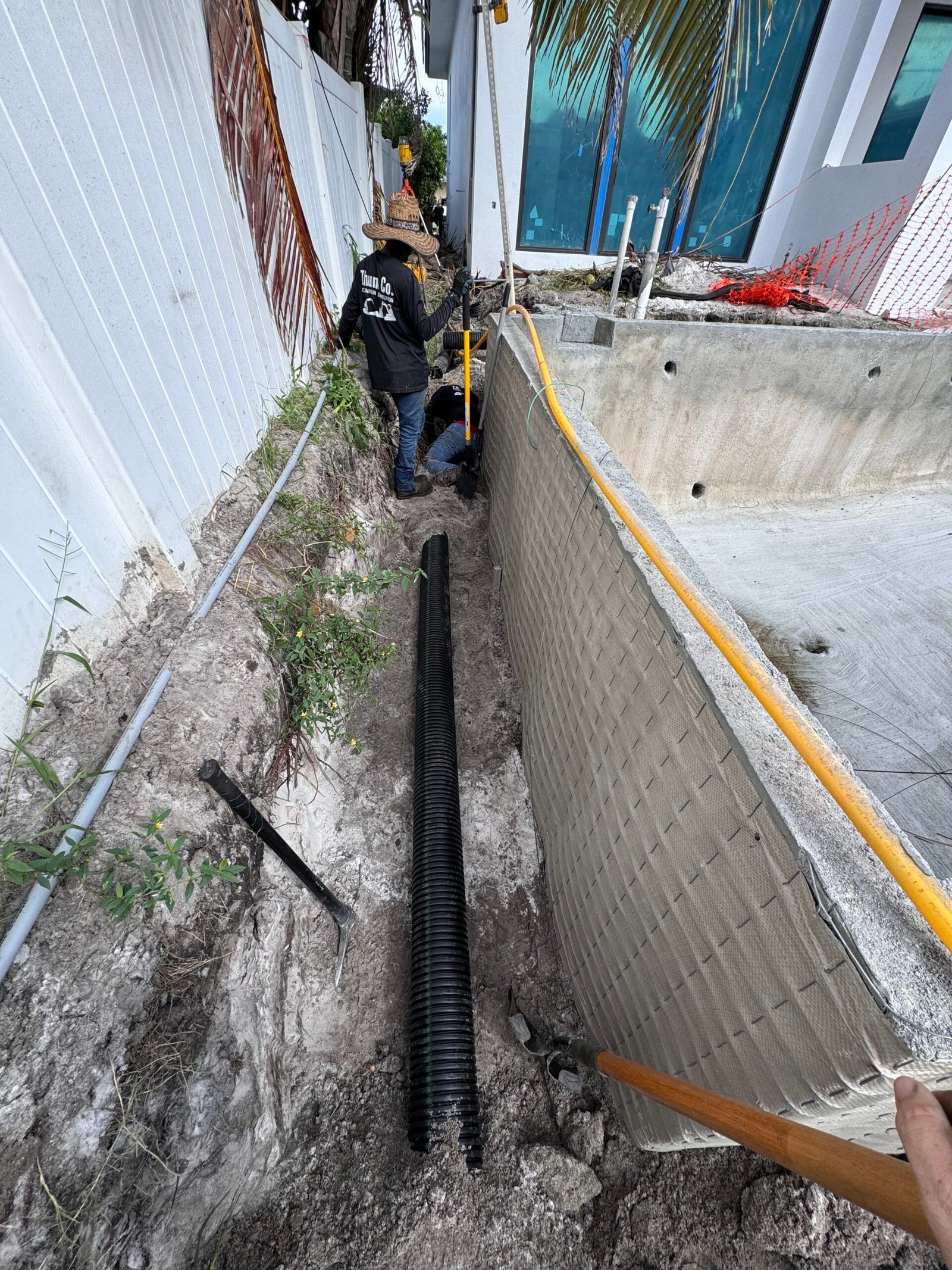 Gutter drain installation underground Palm Beach
