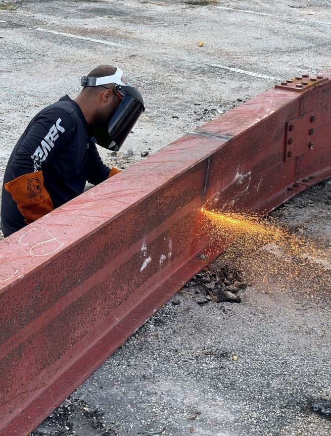 Torch Demolition Cutting Heavy Steel Beam