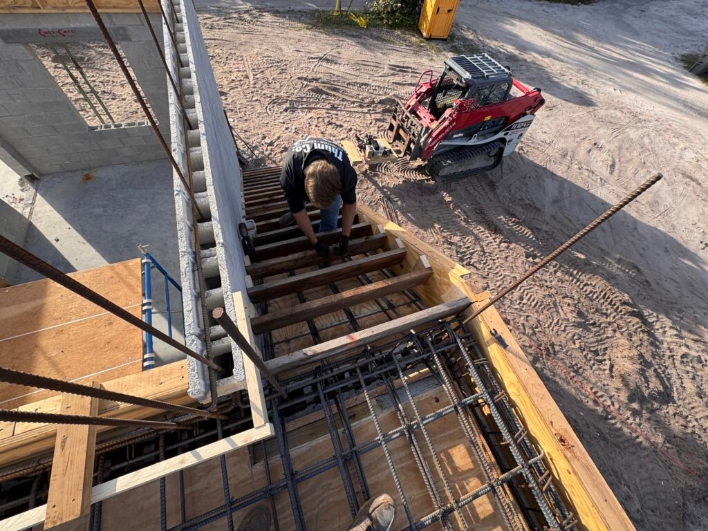 Shell construction concrete beams and columns Palm Beach County