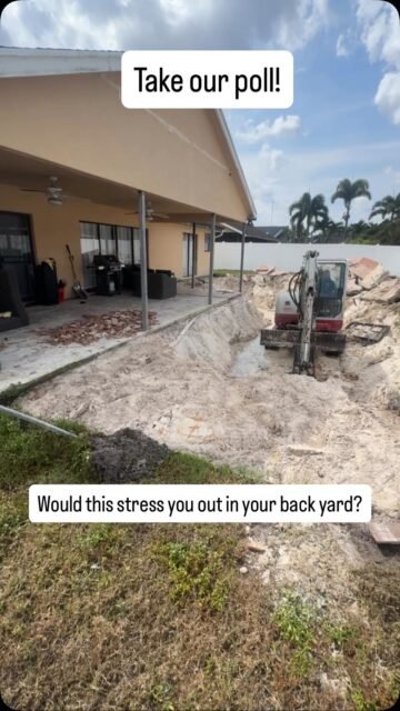 Pool Demolition in Wellington Florida by Thum Co. Contractors. Would this stress you out in your back yard? Take our poll and follow us and we will update when we are done. #demolition #wellington #contractor