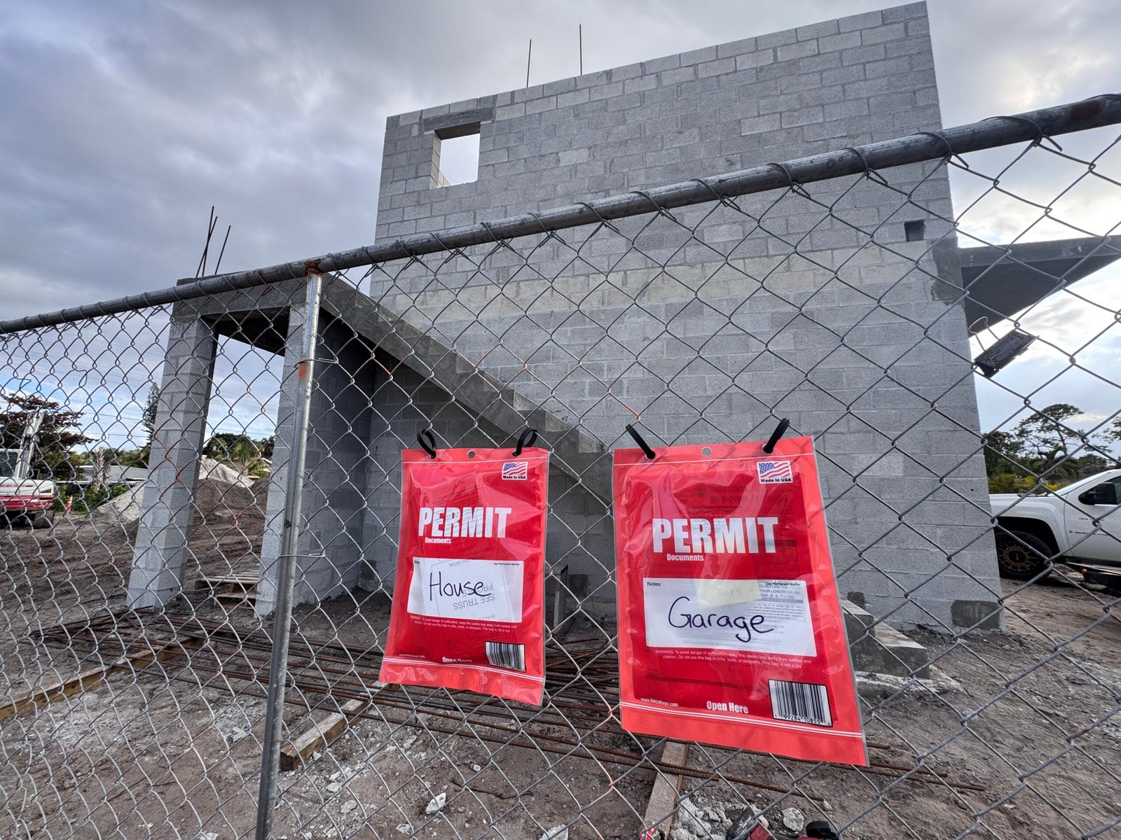 Concrete foundation construction building pad