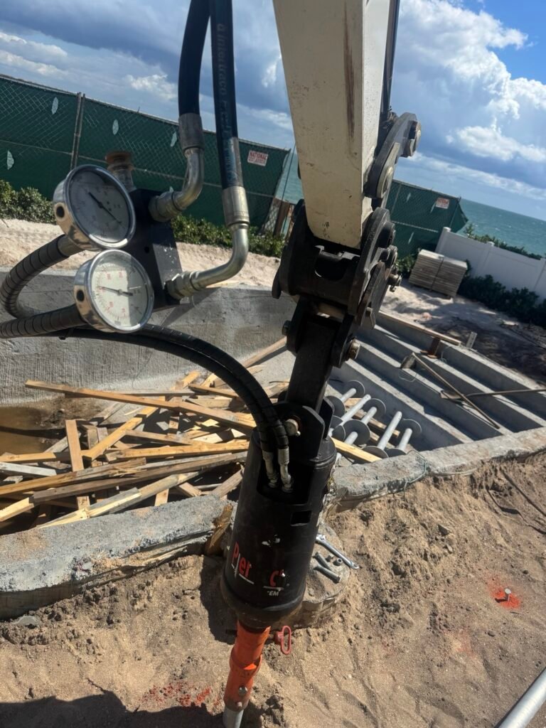 Helical piling installation deep foundation Palm Beach County