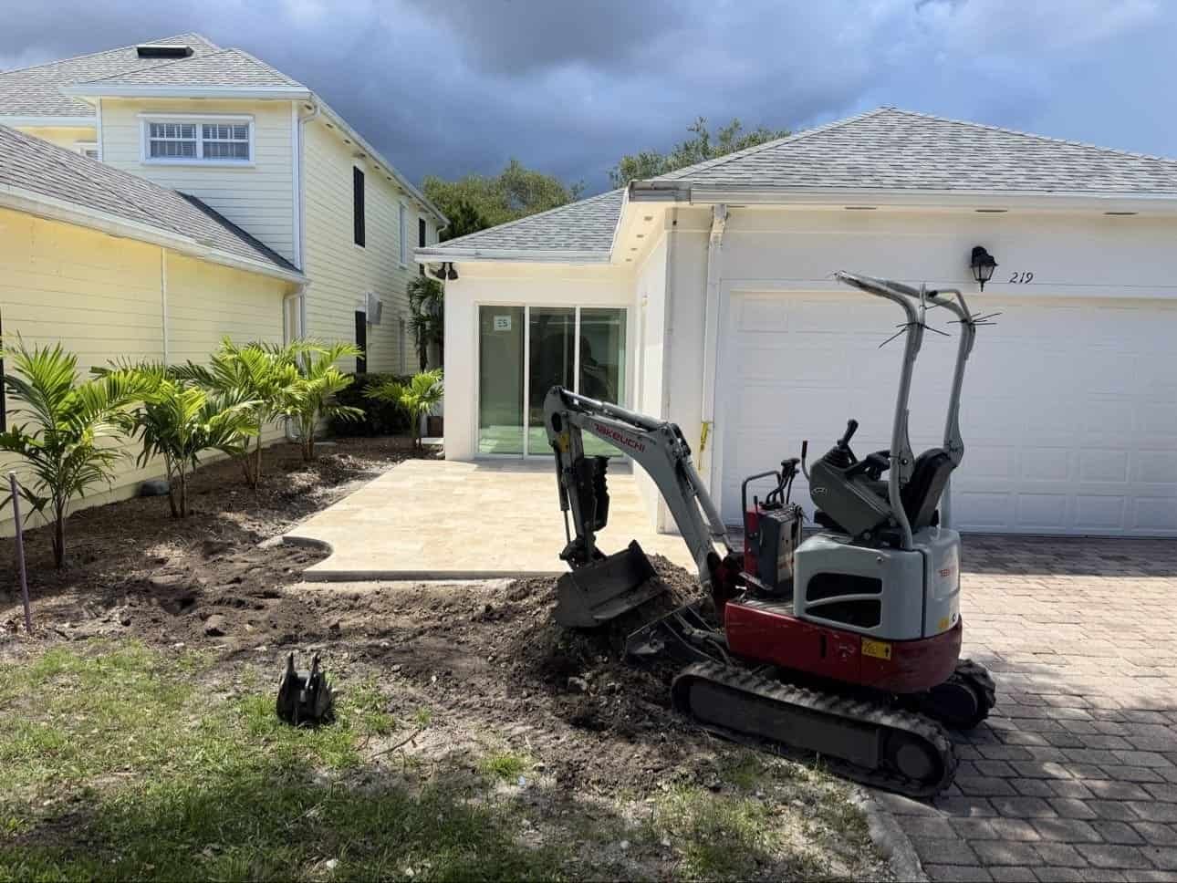 Travertine pavers installed after pool demolition Jupiter FL